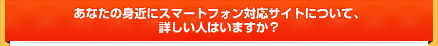 あなたの身近にスマートフォン対応サイトについて、詳しい人はいますか？